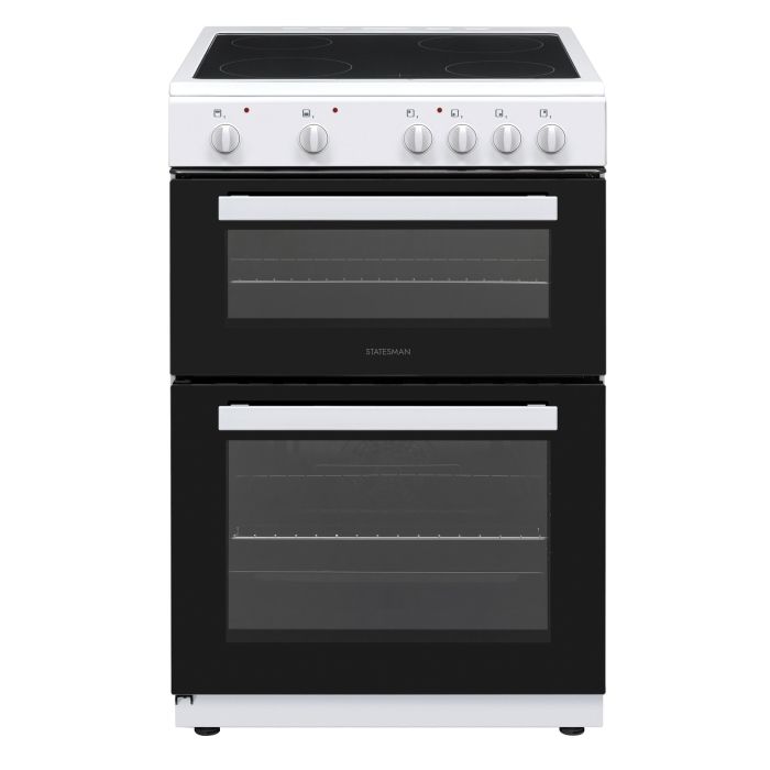 60cm Electric Ceramic Double Oven Cooker - White