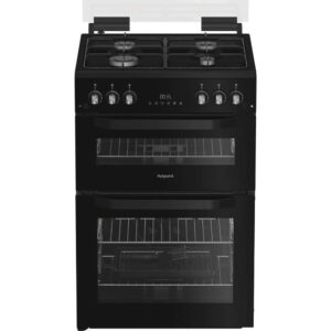 60cm Gas Twin Cooker with Glass Lid - Black