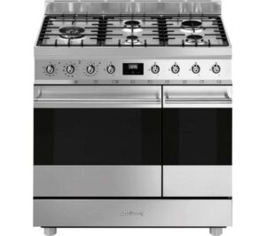 90cm Electric Rangecooker with Double Oven and Induction Hob - Stainless steel